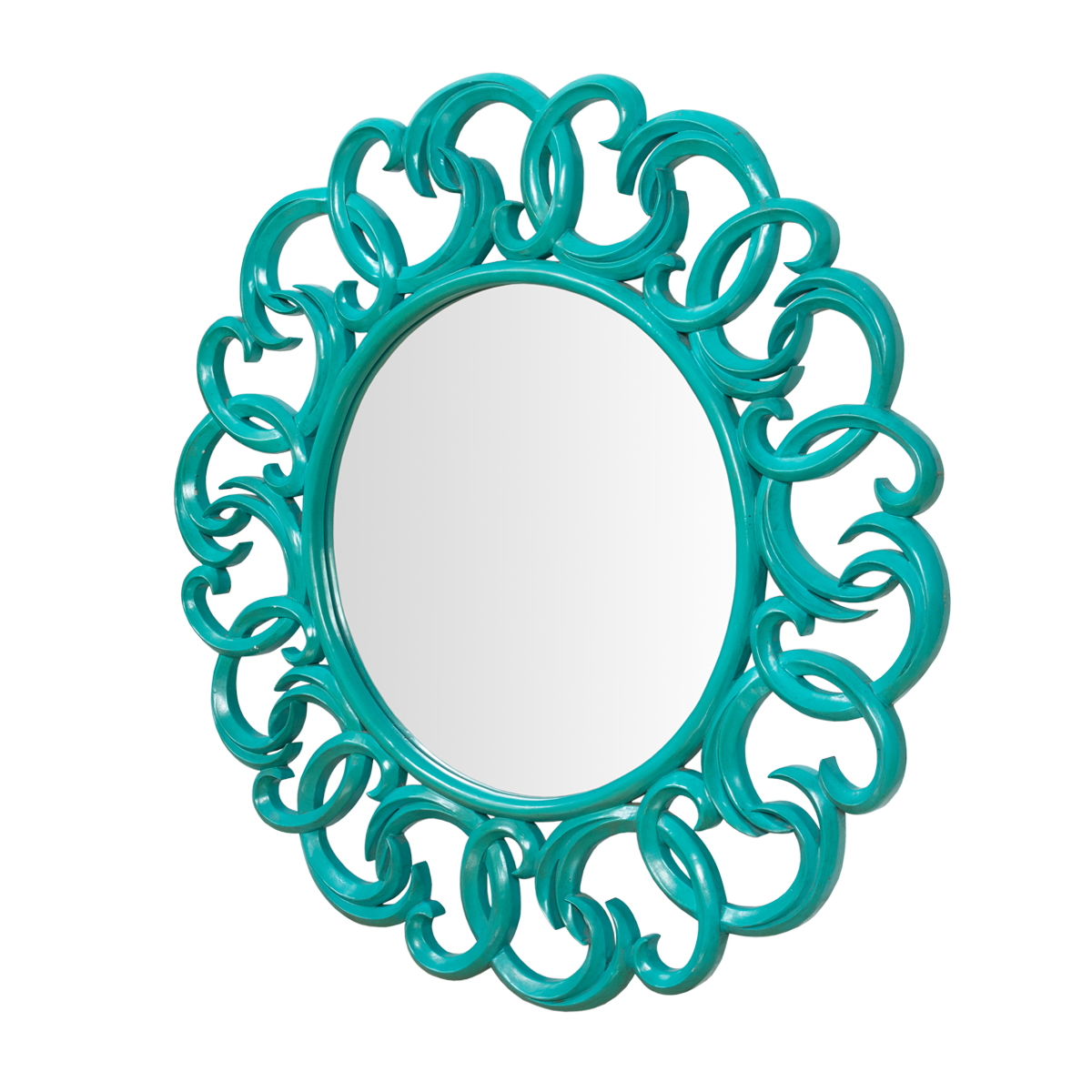 Cortez Turquoise Swirl Pattern Round Wall Mirror