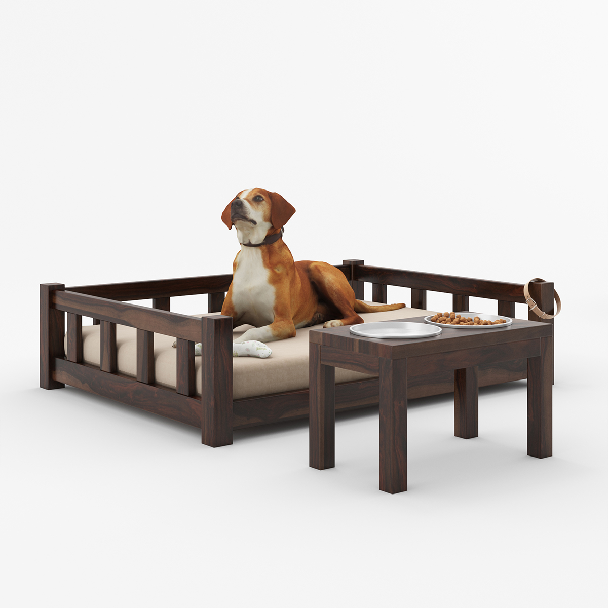 Woody Upholstered Rustic Modern Dog Bed Frame