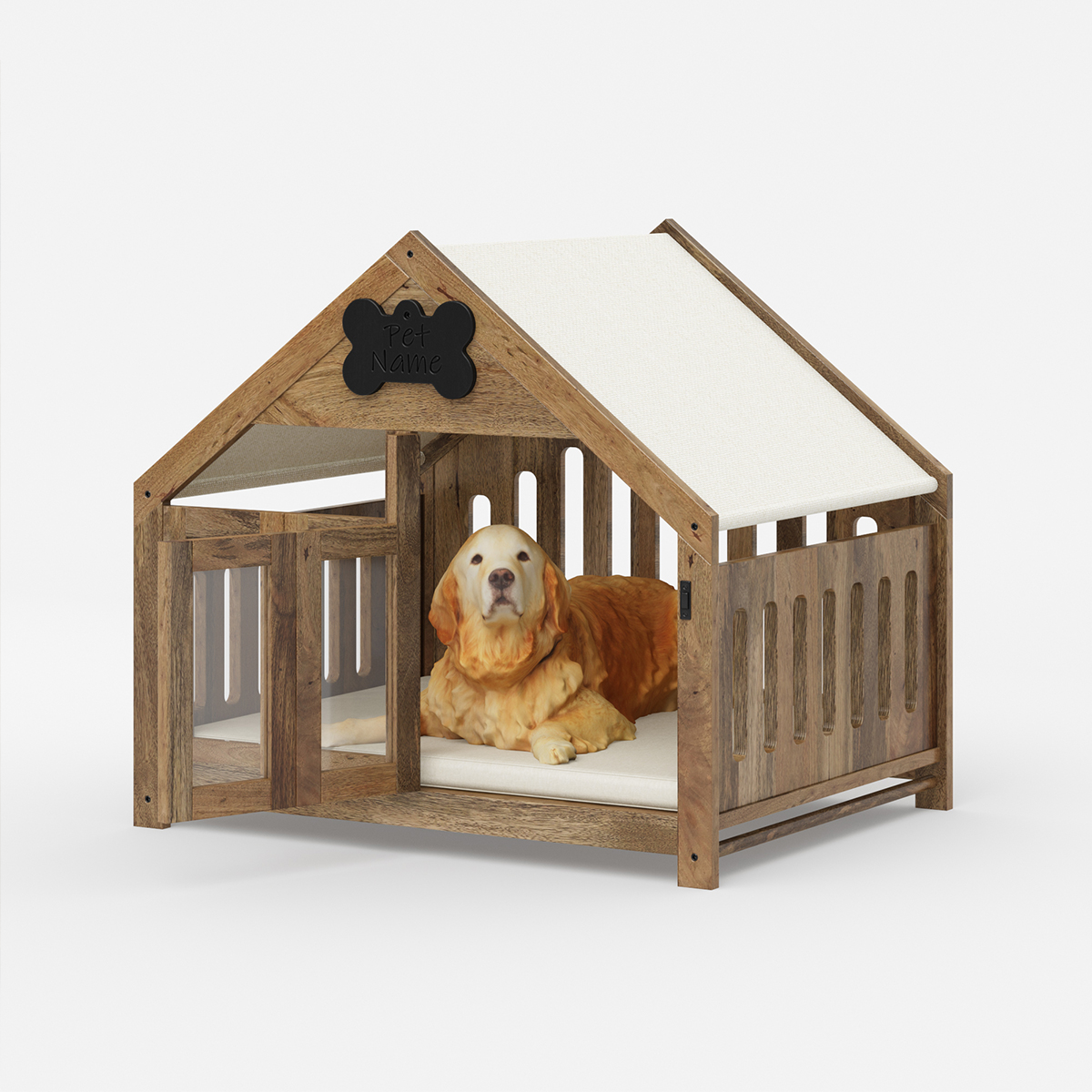 Tennant Farmhouse Rustic Solid Wood Dog House
