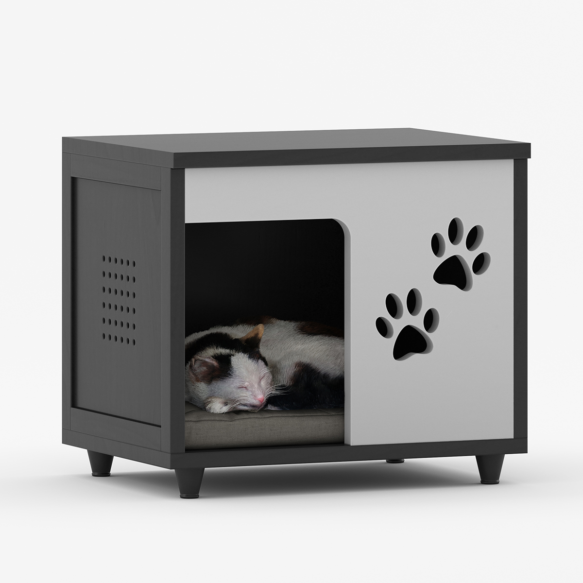 Groton Modern Contemporary Wooden Cat House