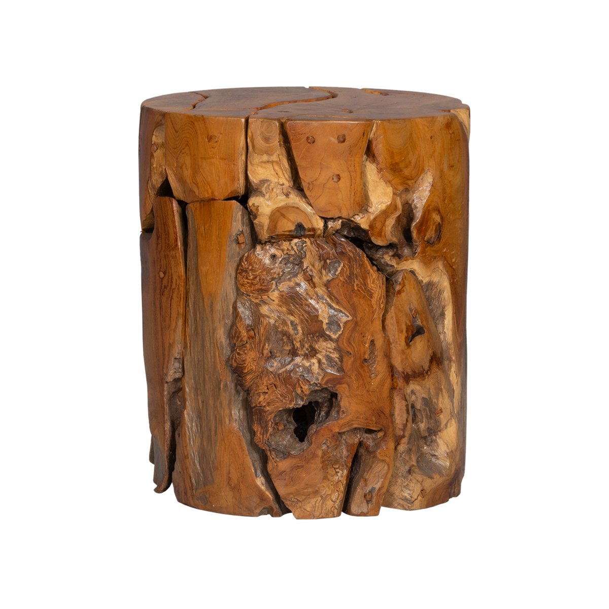 Guilford Antique Round Teak Stool Side Table