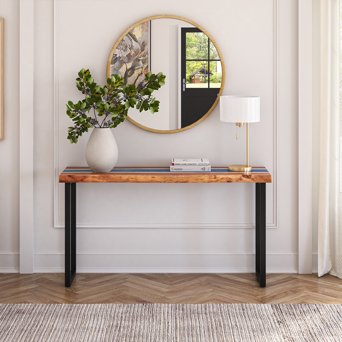 Pixely Epoxy Live Edge Console Table