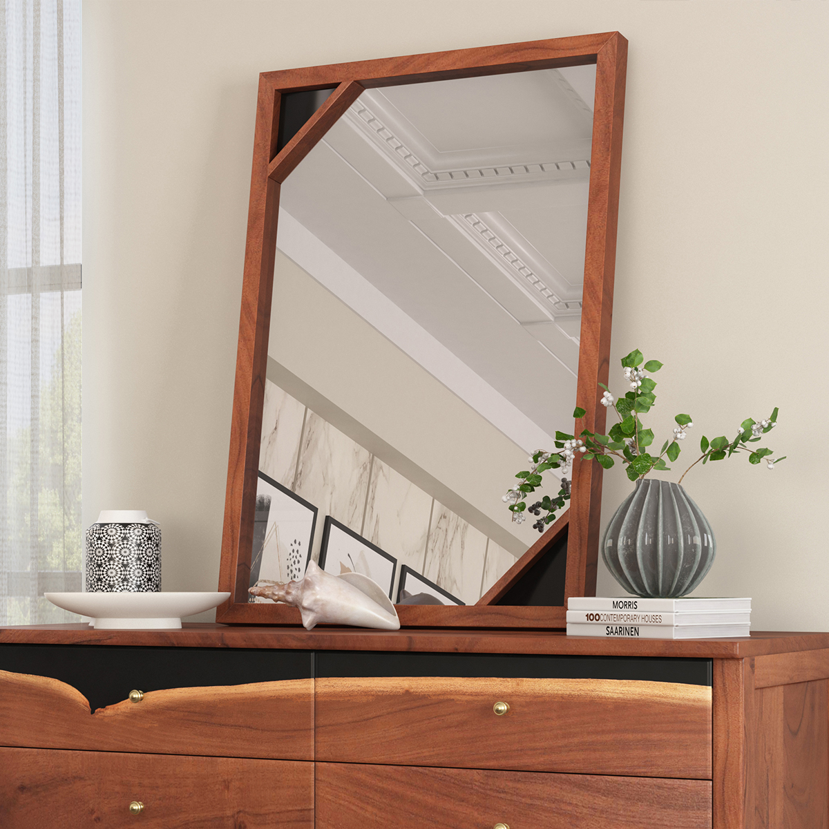Morada Modern Epoxy Acacia Wood Mirror Frame