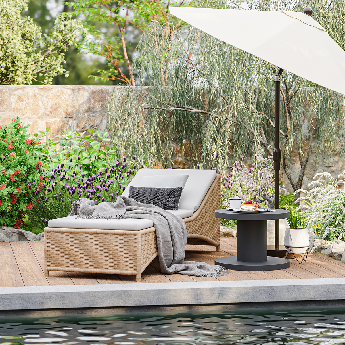 Bearsden Wicker Outdoor Chaise Lounge