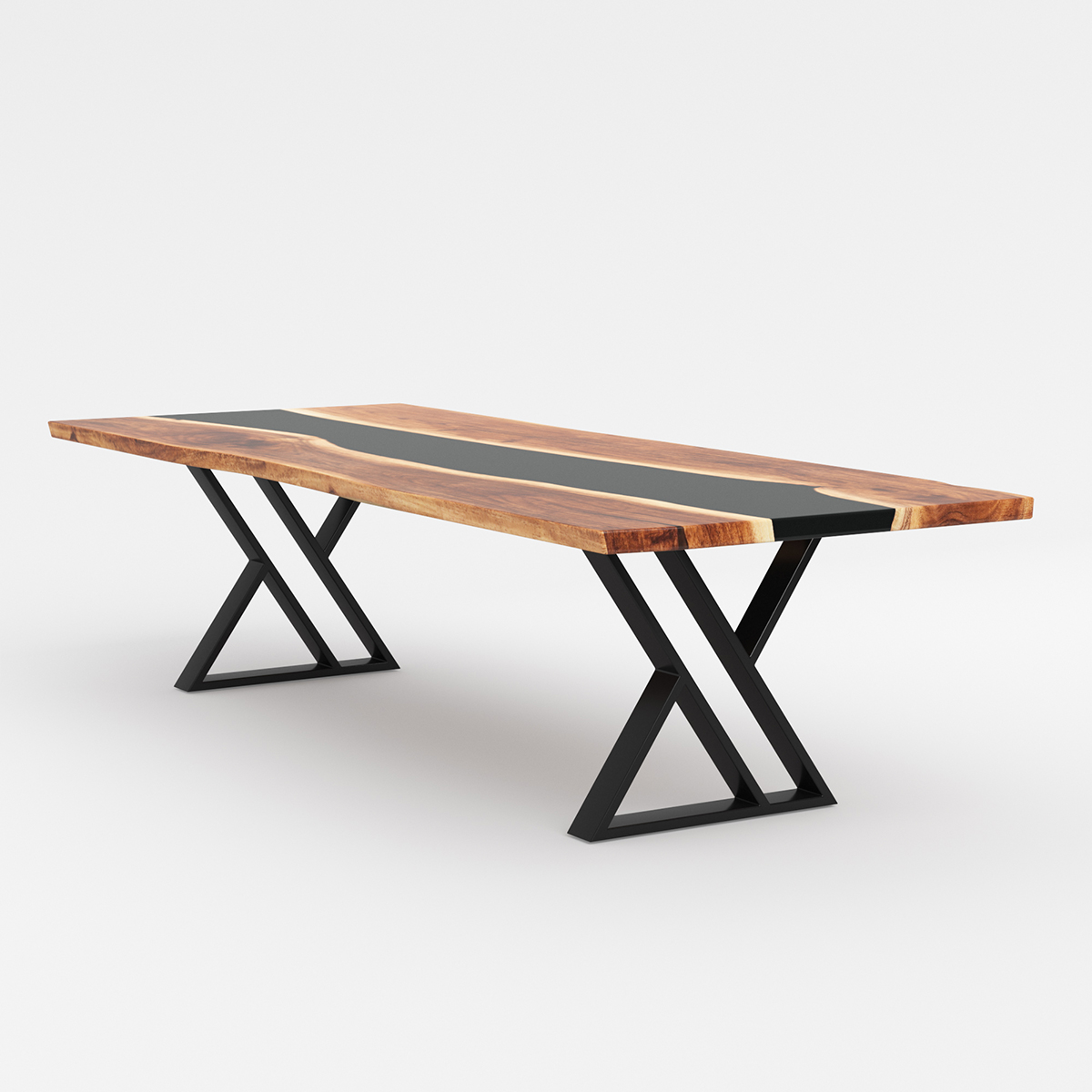 Penngrove Live Edge Acacia Wood Epoxy Dining Table