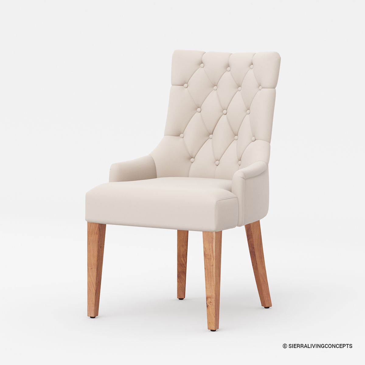 Penngrove Wing Back Tufted Beige Upholstered Dining Chair
