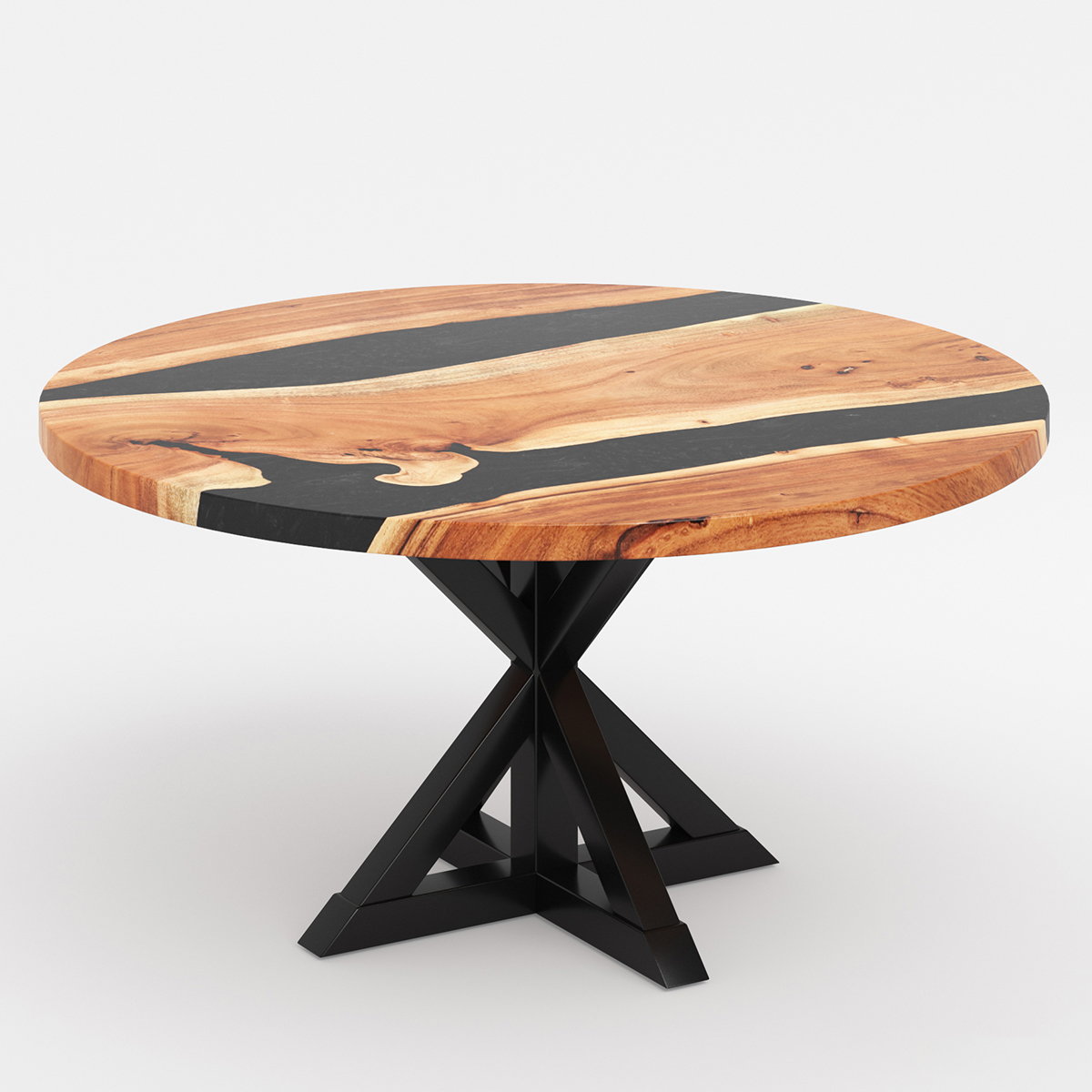 Treviston Live Edge Round Epoxy Dining Room Table