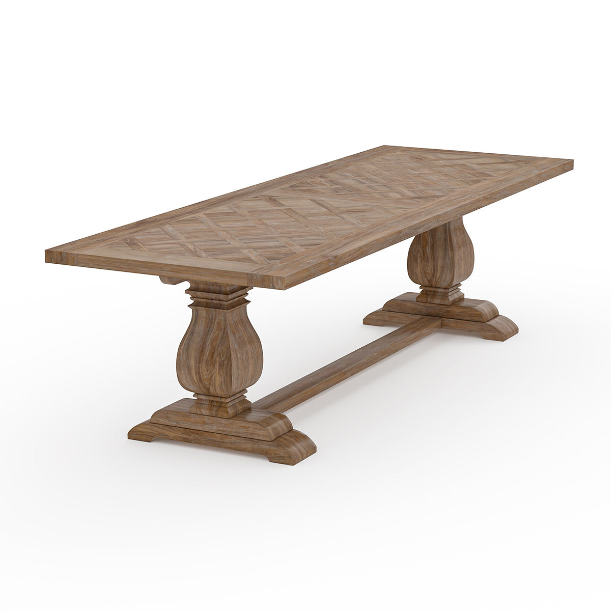 Dunnigan Chevron Trestle Rustic Farmhouse Dining Table