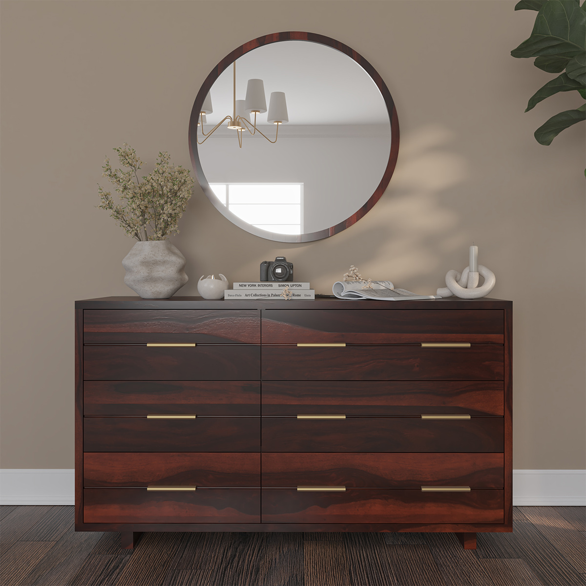 Dawlish Modern Solid Wood 6 Drawer Double Dresser