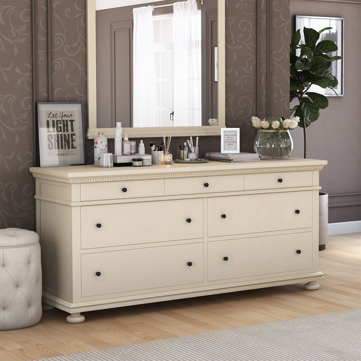 Otranto Mahoghany Wood 7 Drawer Large Bedroom Dresser