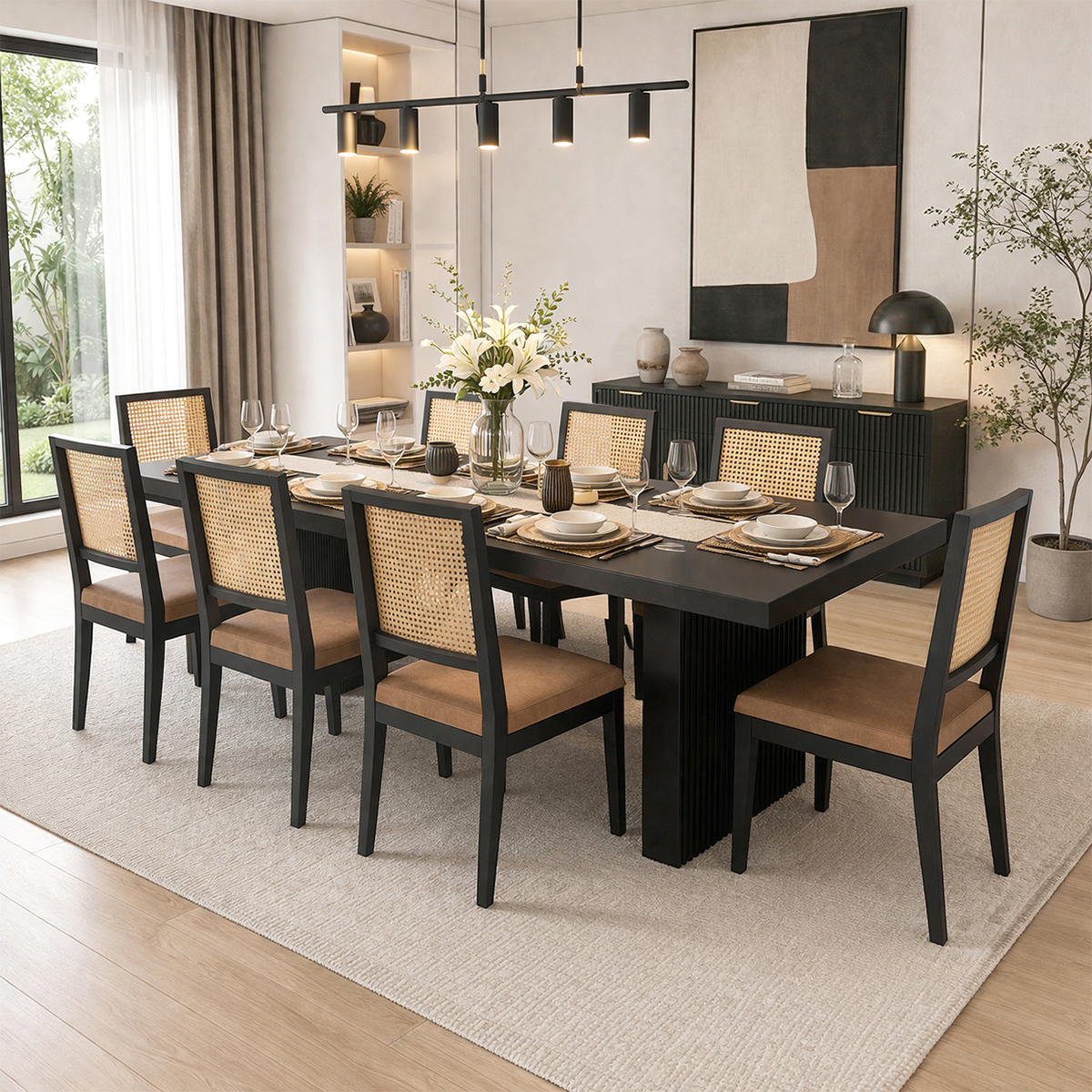 Descanso Modern Farmhouse Dining Table and Chair Set