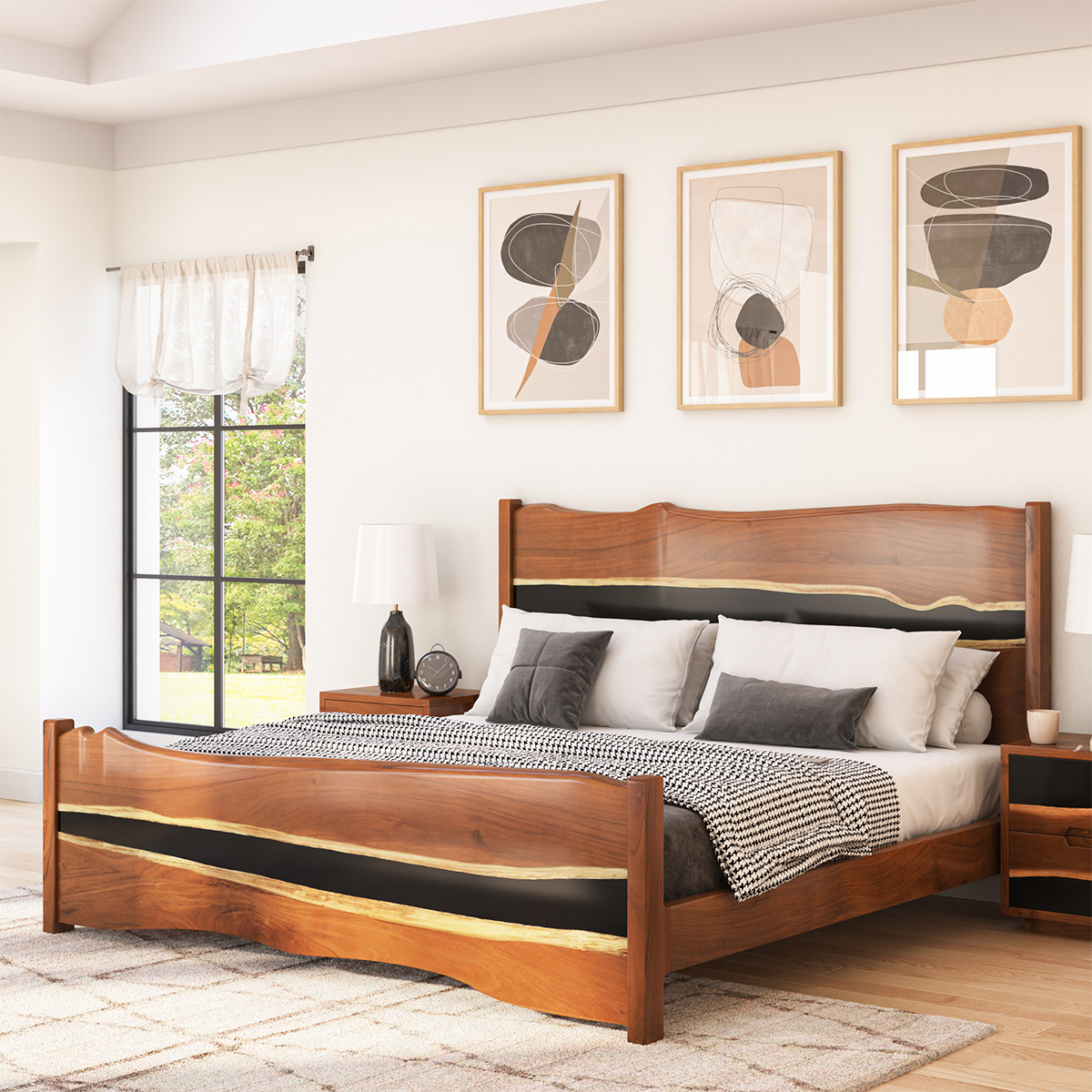 Murphys Epoxy Acacia Wood Platform Bed Frame