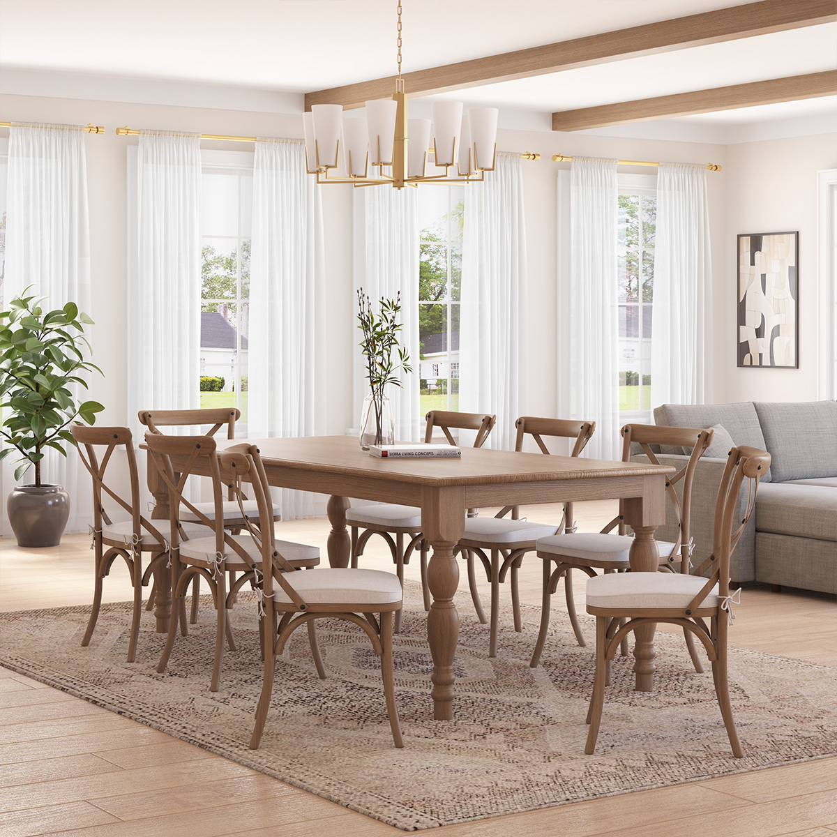 Biloxi Rustic Farmhouse Dining Table Set