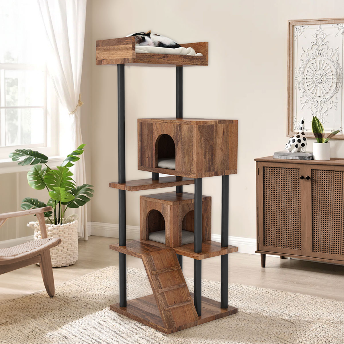 Clio Rustic Tall Industrial Modern Cat Tree Tower
