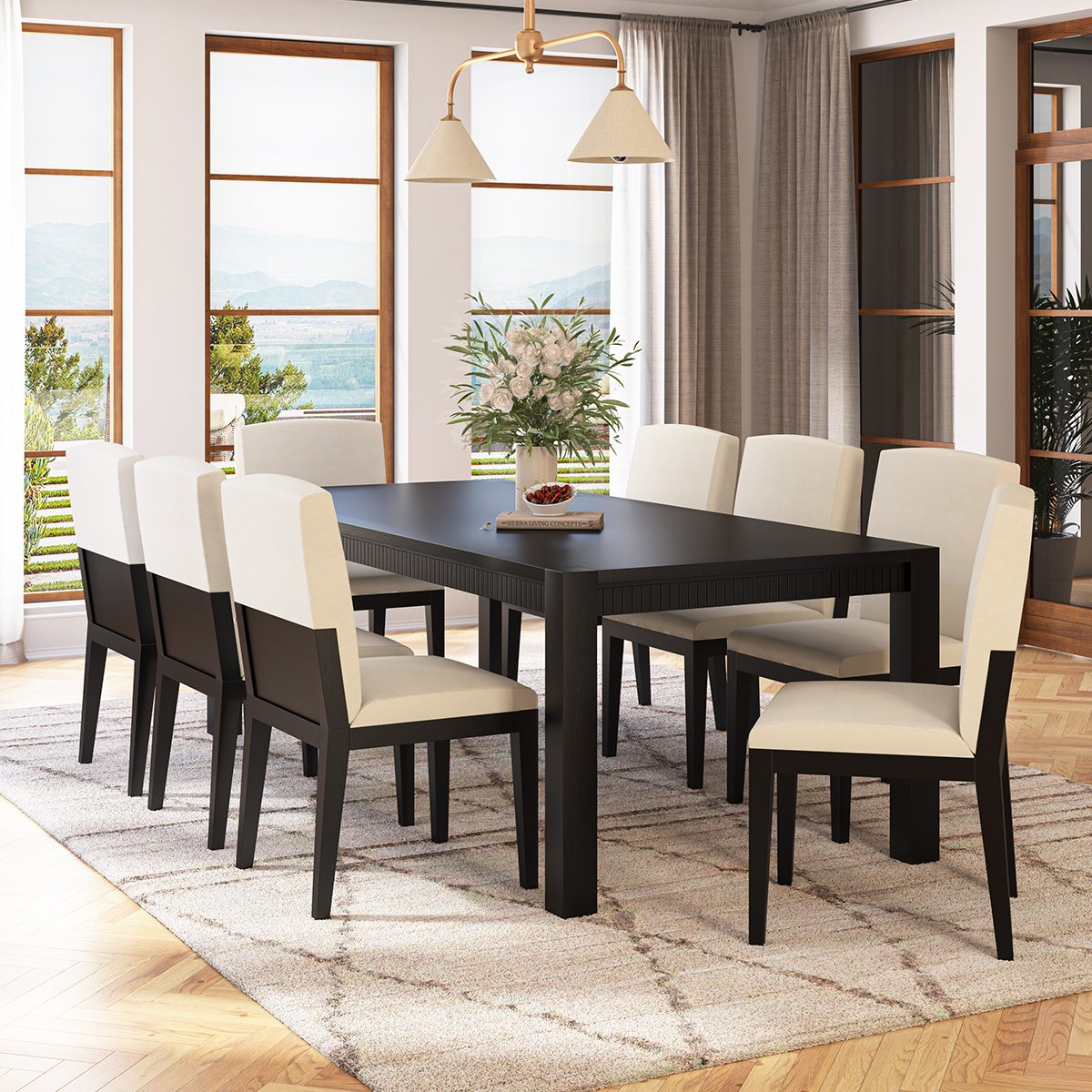 Hawkins Modern 8 Chair Parsons Dining Table Set