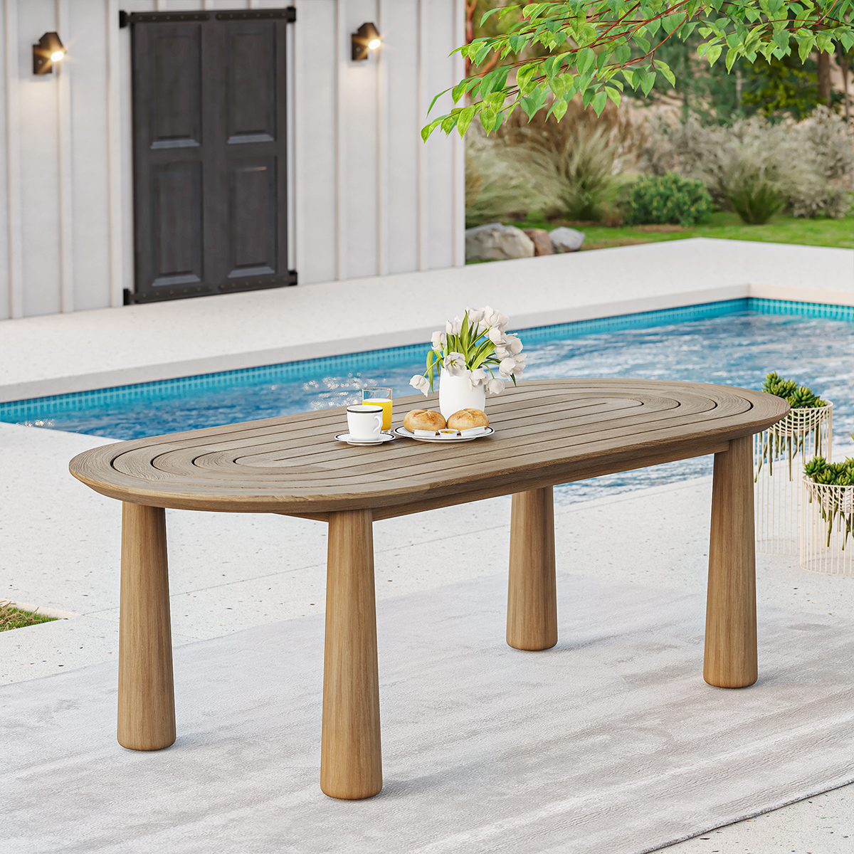 Collier Teak Outdoor Oval Dining Table