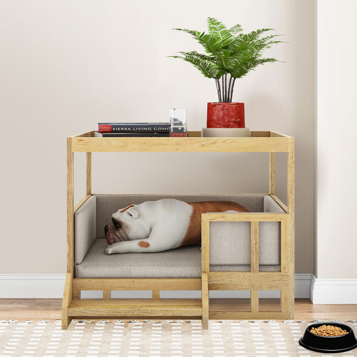 Jenner Farmhouse Wooden Dog Bed with Roof