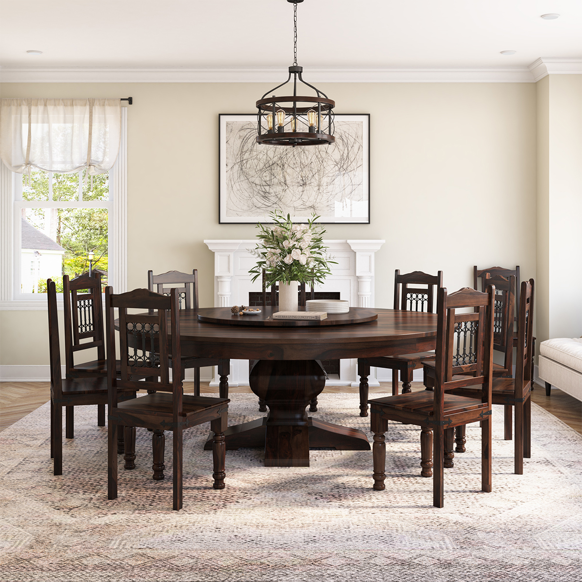 Missouri Traditional Round Dining Table Set For 10