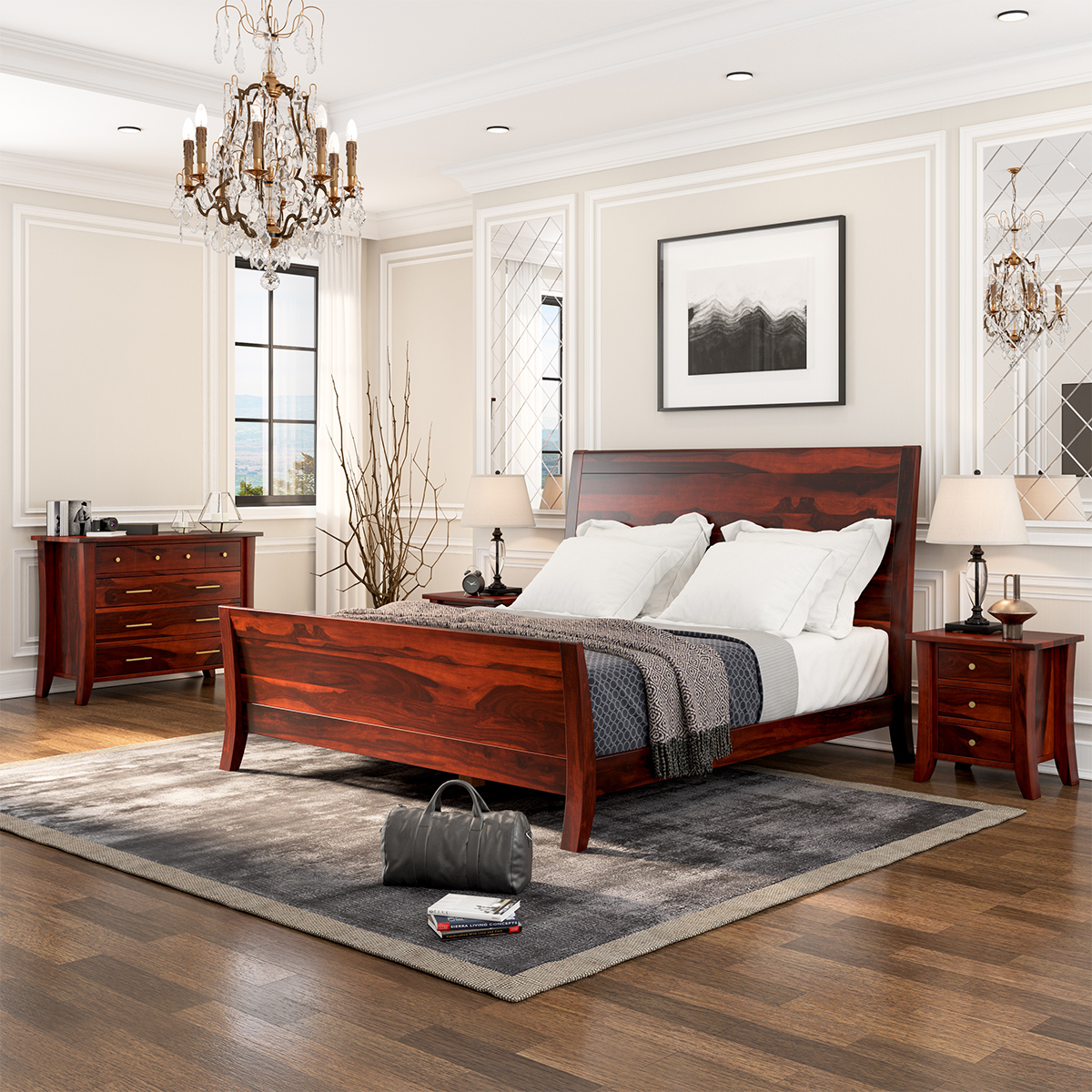Georgia Modern 4 Piece Solid Wood Bedroom Set