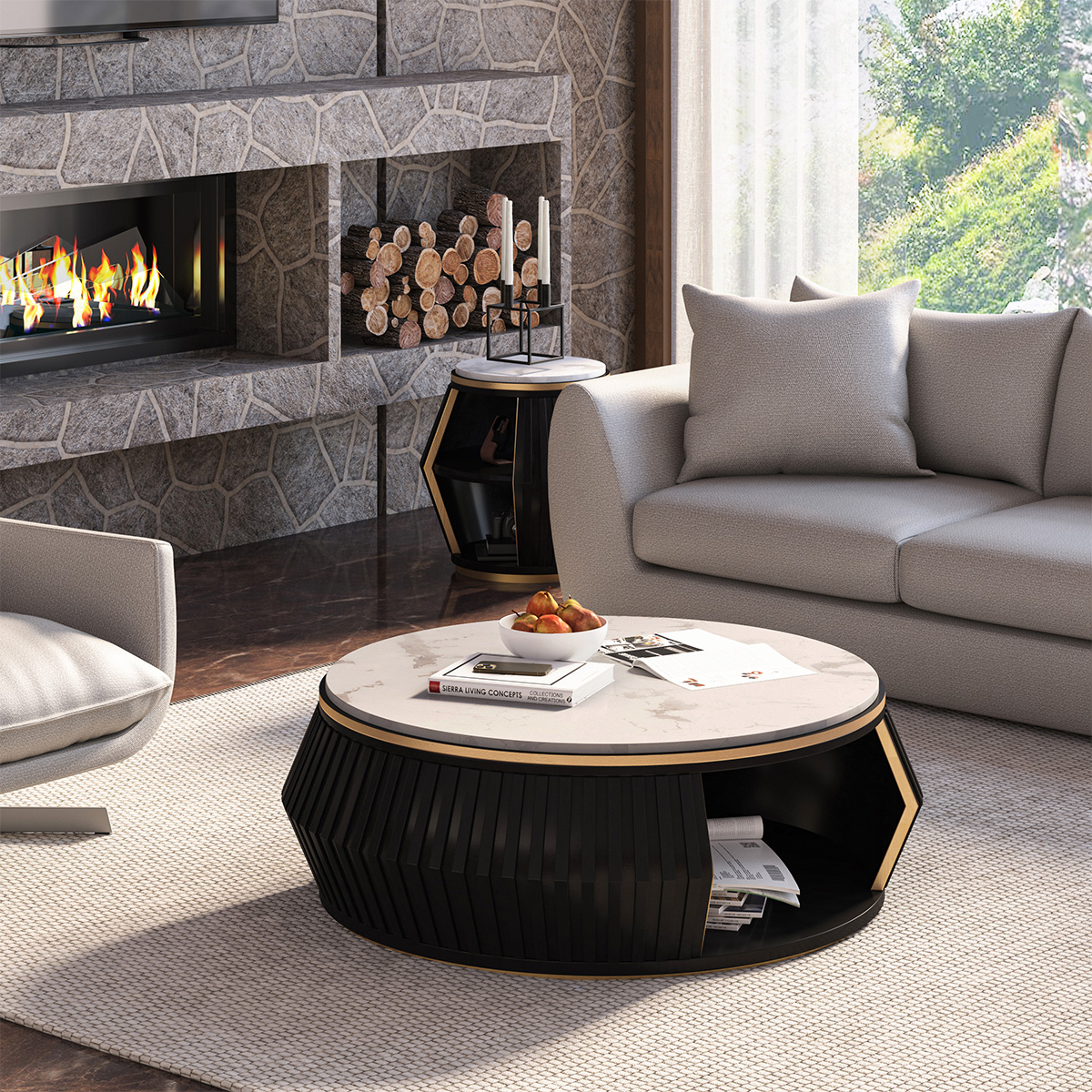 Charleston 3 Piece Marble Coffee Table Set