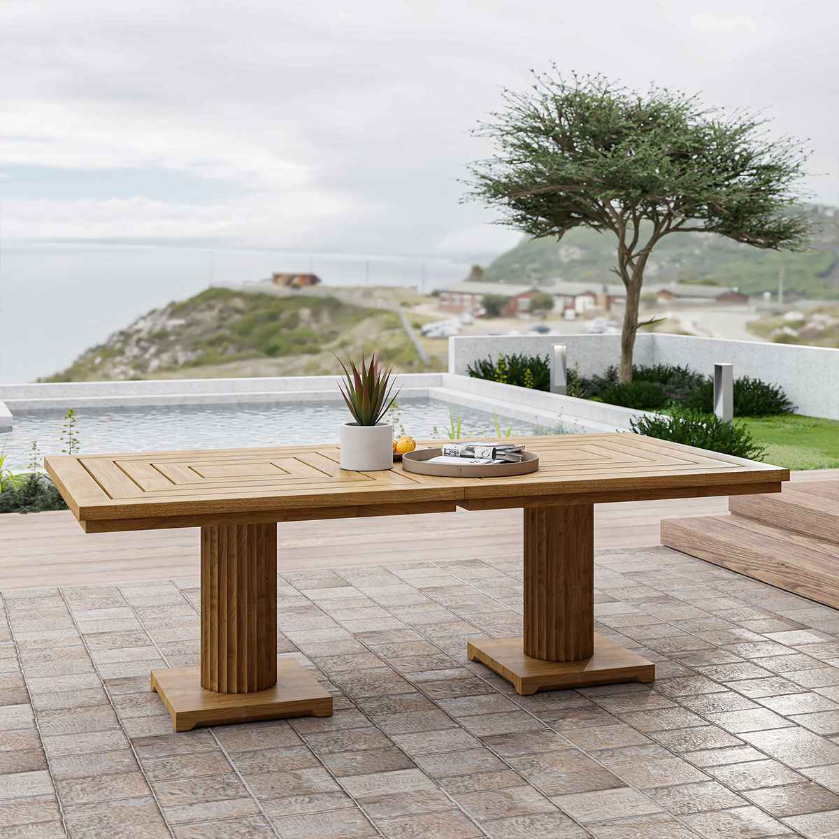 Merced Modern Outdoor Pedestal Dining Table