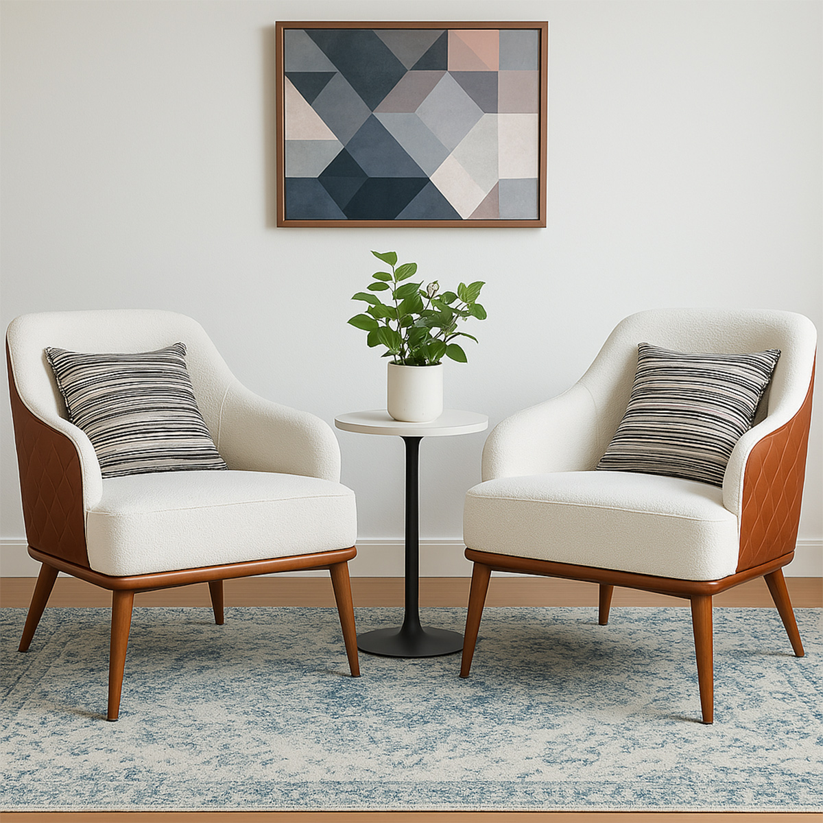 Alhambra Dual Tone Mid Century Modern Accent Chair Set of 2