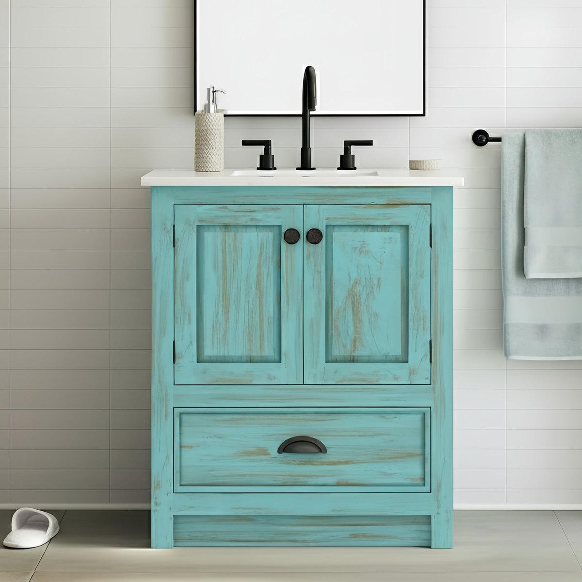 Olympia 30-Inch Turquoise Blue Freestanding Single sink Bathroom Vanity