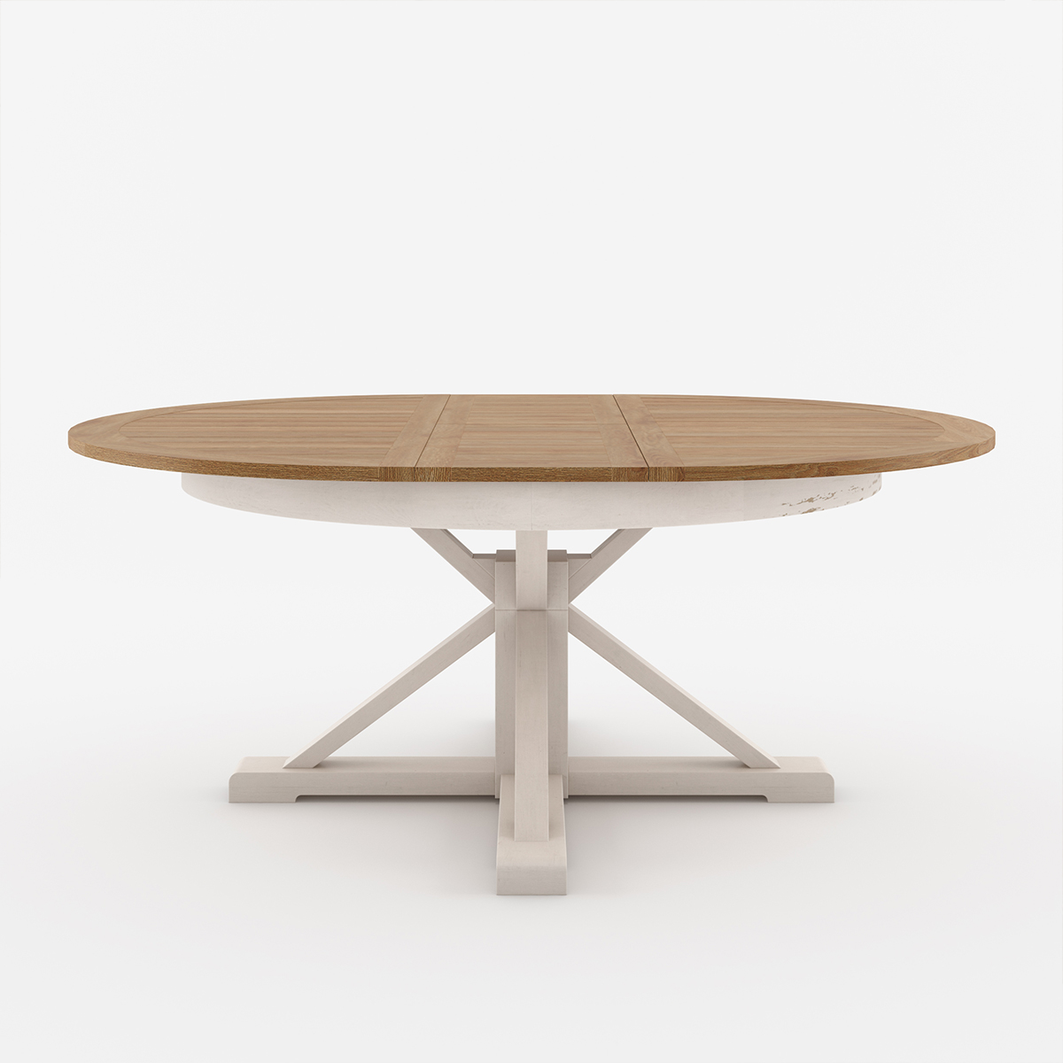 Raleigh Farmhouse Round Extendable Dining Table for 8