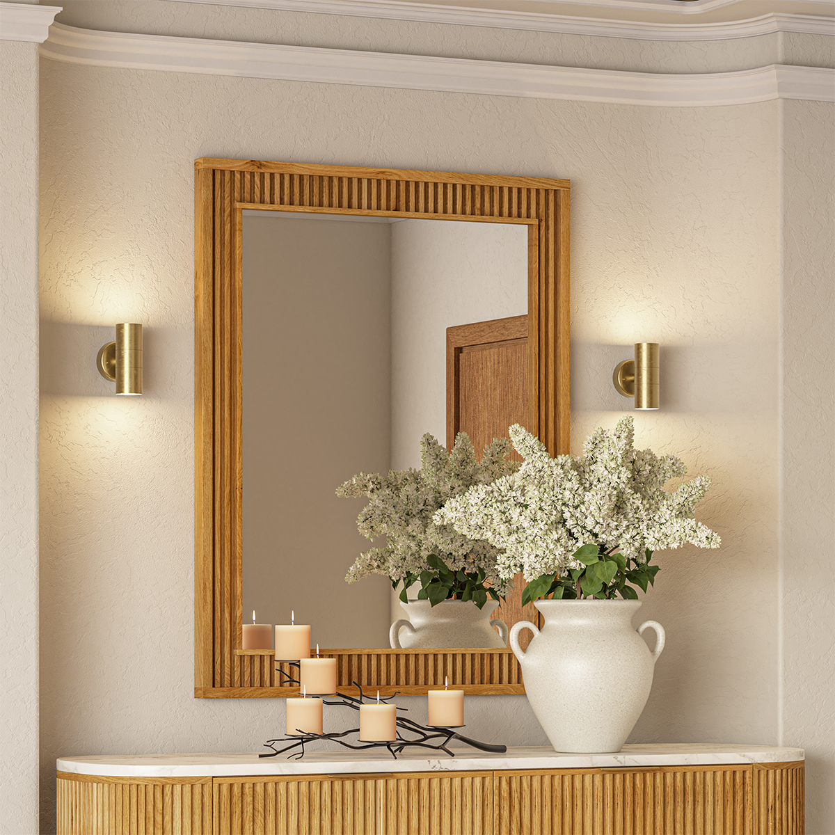 Cargo Fluted Pattern Modern Solid Wood Mirror Frame