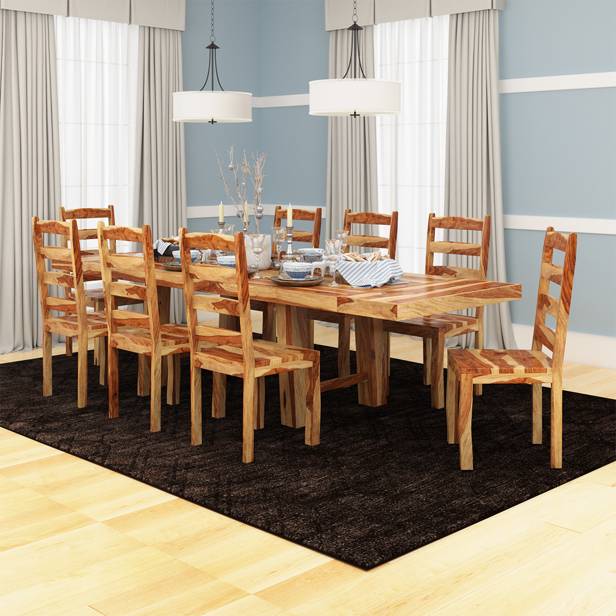 Bluffton Classic Solid Rosewood Extension Dining Table Set