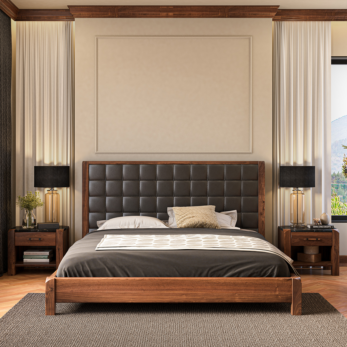 Brickell Low Profile Platform Bed Frame with Tufted Headboard