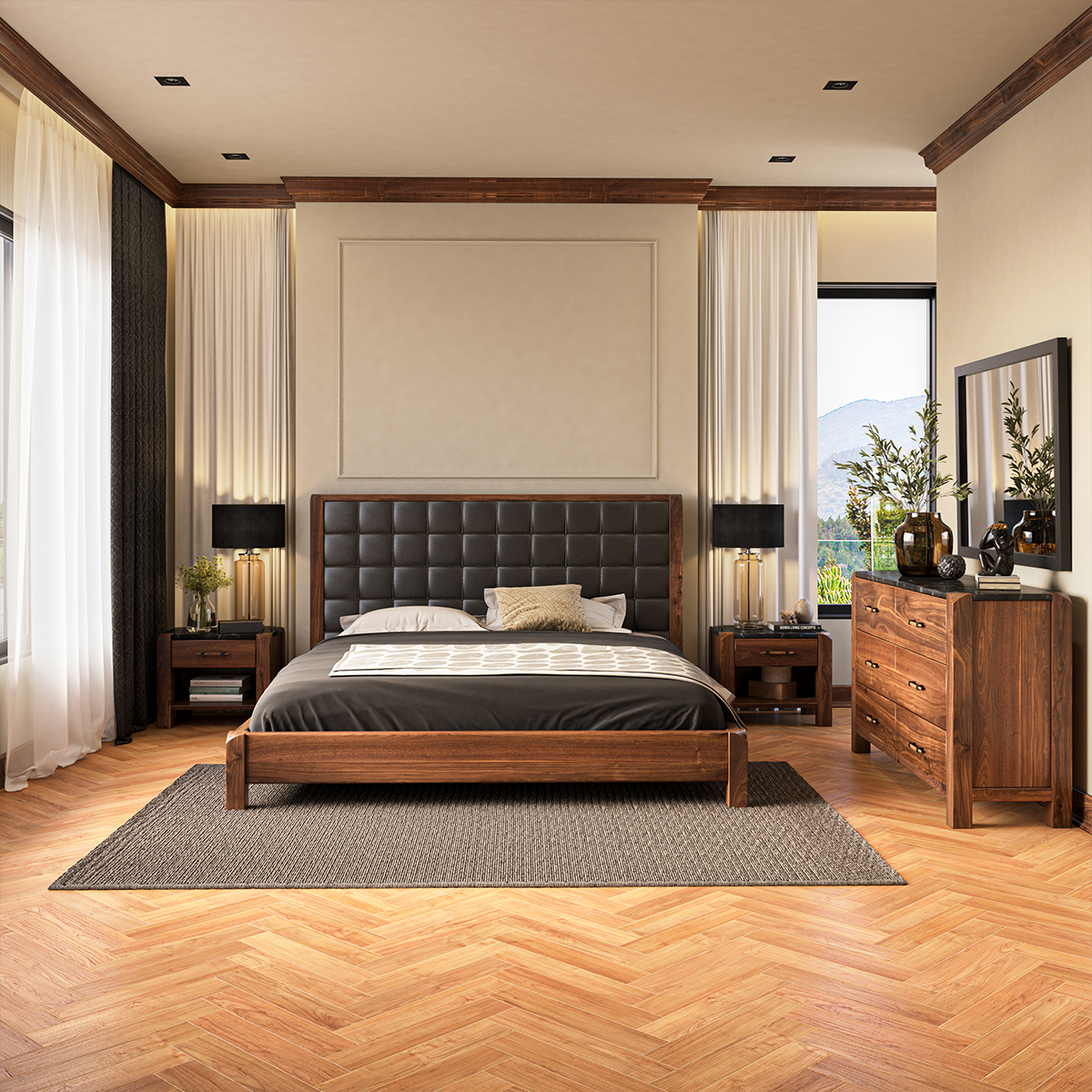 Brickell Solid Wood Low Profile 4 Piece Bedroom Set