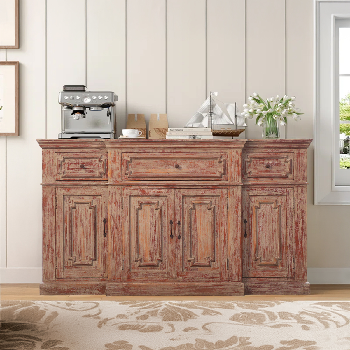 Rochester Traditional Rustic Sideboard with Drawers