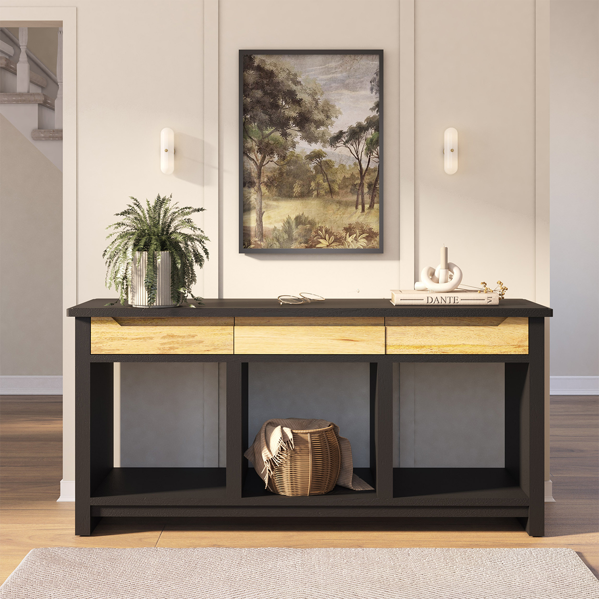 Aventura Black Entryway Console Table with Storage
