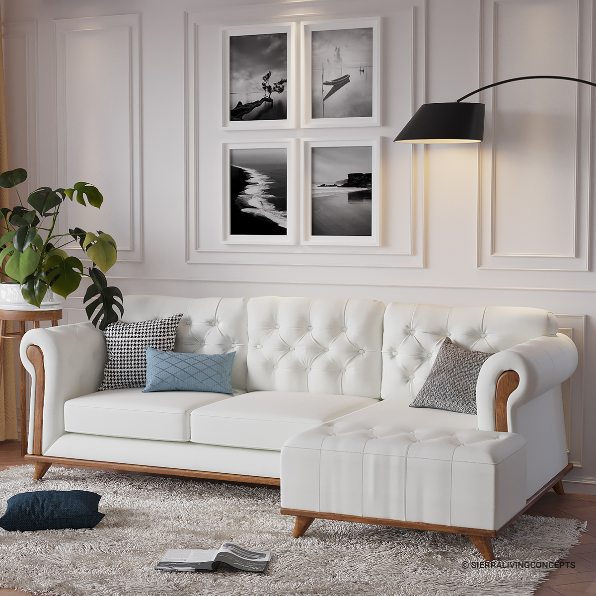 Idyllwild Mid Century Modern 3 Seat Sofa Couch With Chaise