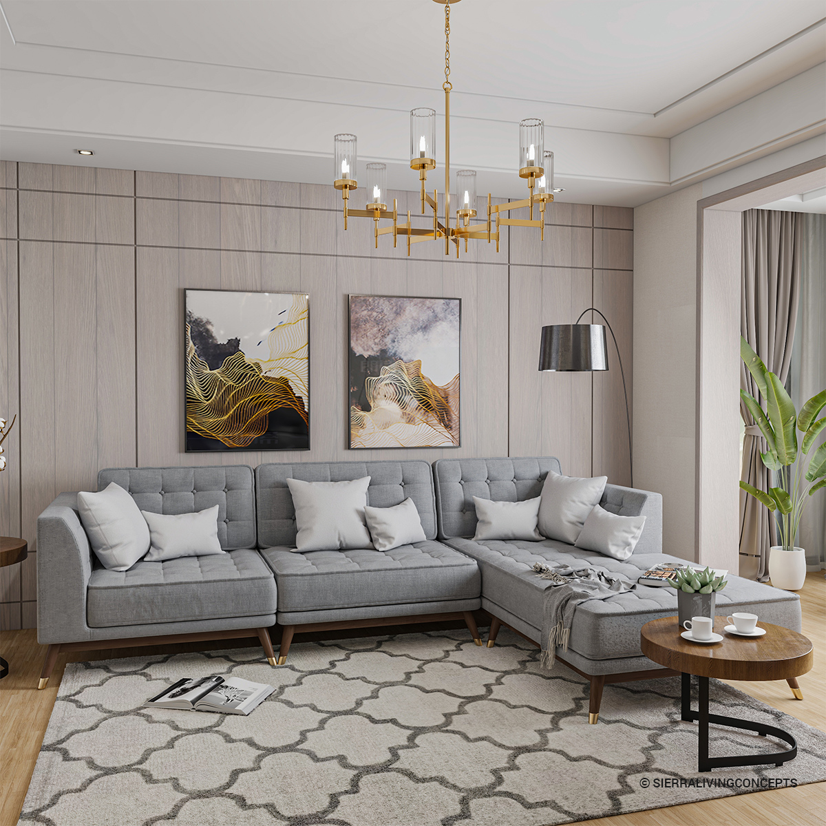 Fairfax L Shape Gray Sectional Sofa With Chaise