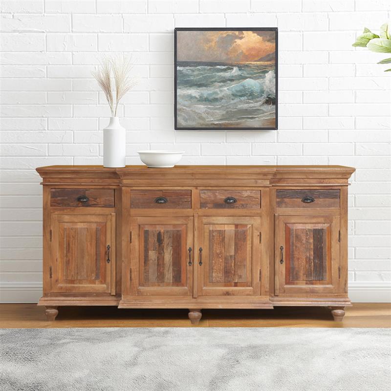Allerdale Rustic Solid Wood 4 Drawer Extra Long Buffet Sideboard