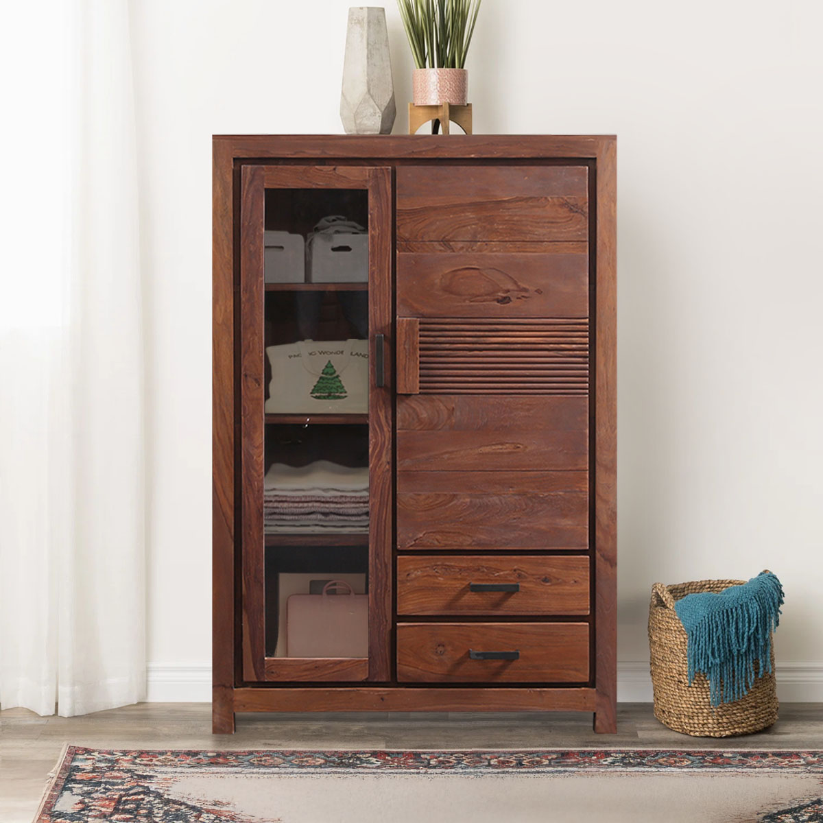 Hayward Tall Wooden Accent Cabinet with Drawers