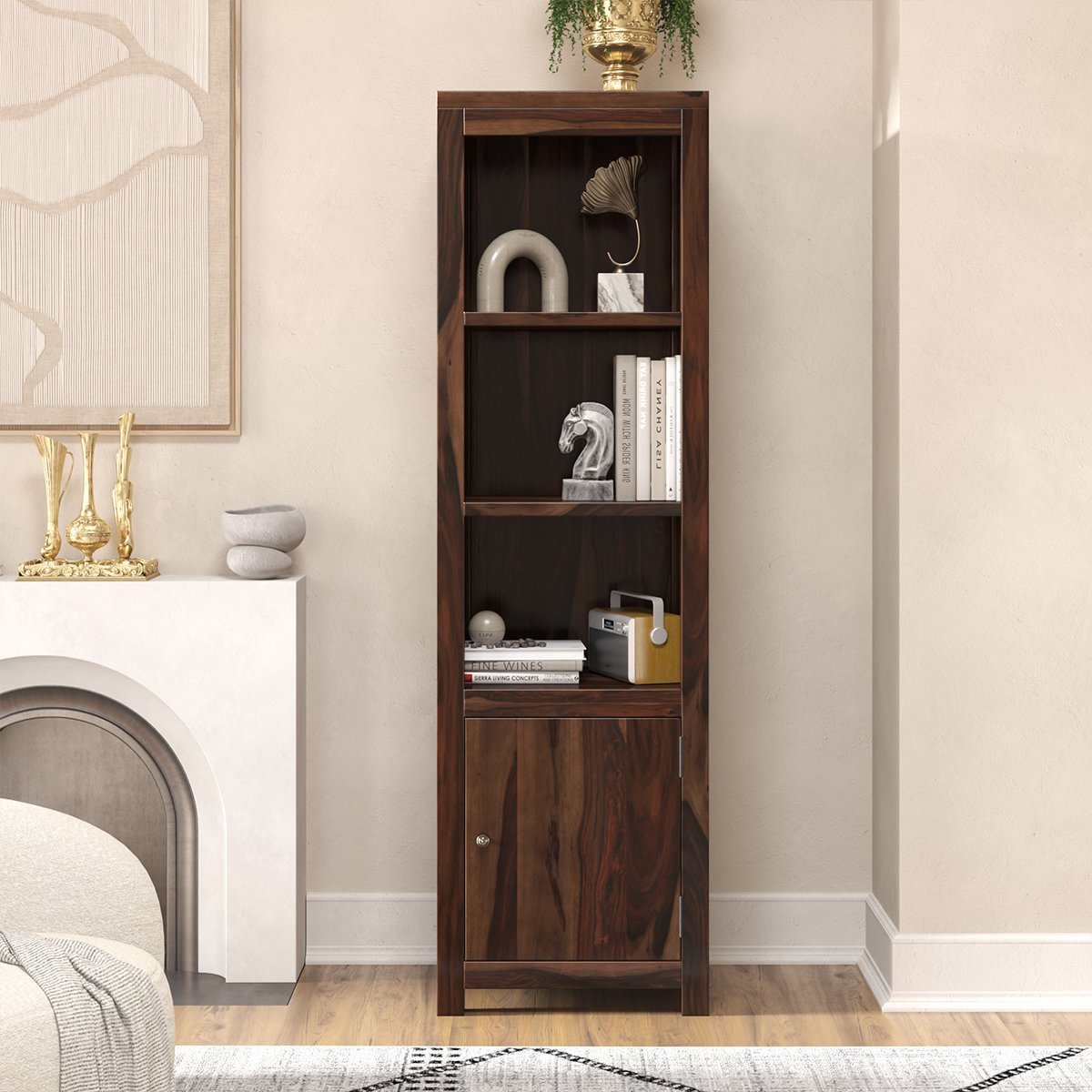 Glencoe Solid Wood Bookcase with Door