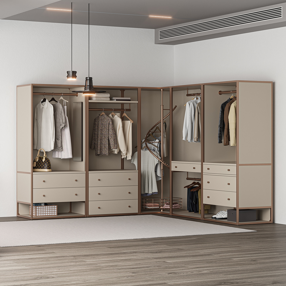 Yucaipa Modular Solid Wood Corner Walk In Closet system