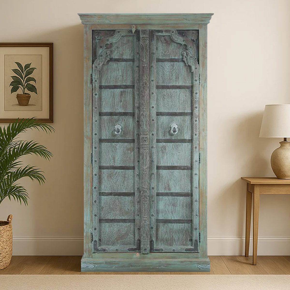 Greenbrae Rustic Solid Wood Vintage Armoire Wardrobe