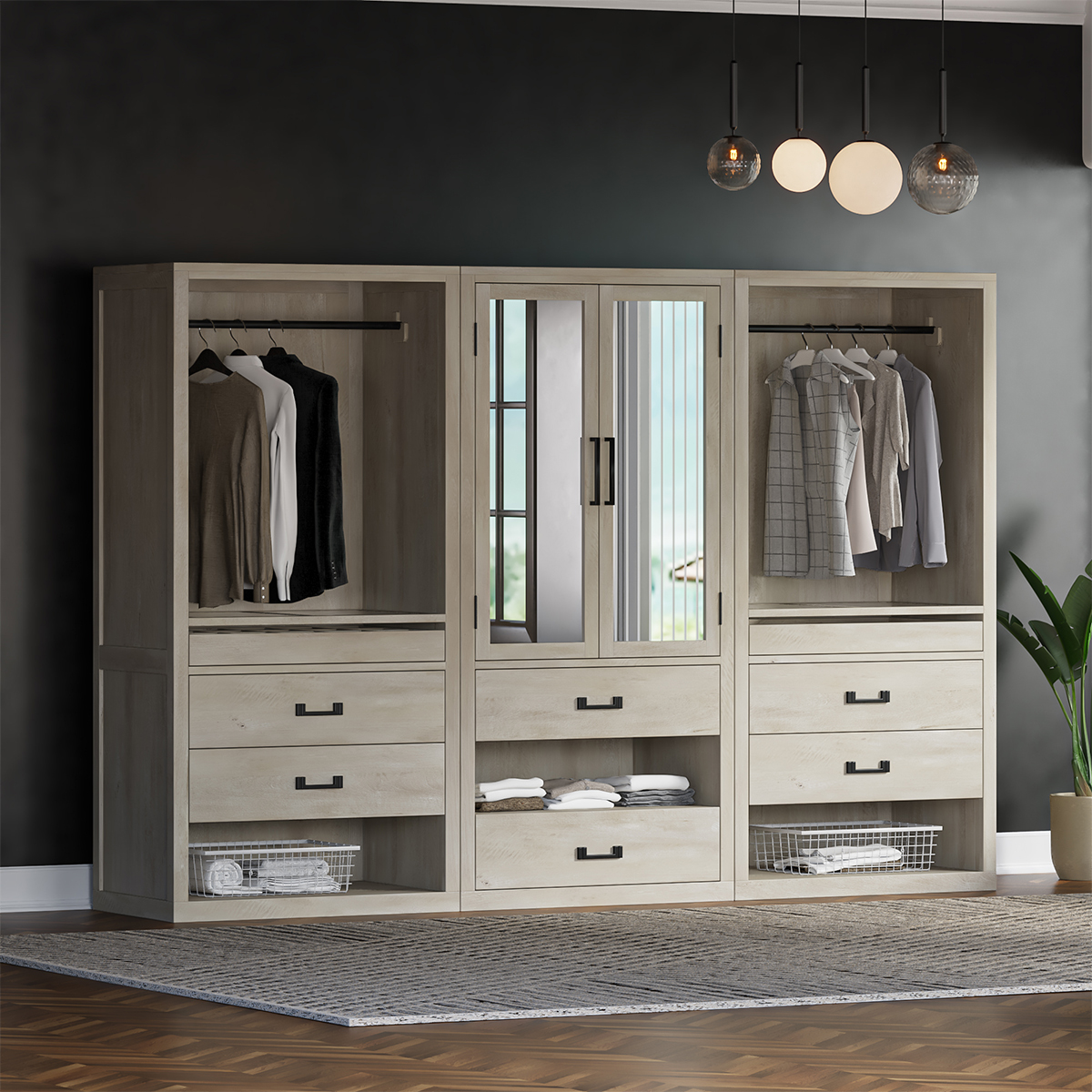 Tahoe Solid Wood Walk In Closet system with Drawers