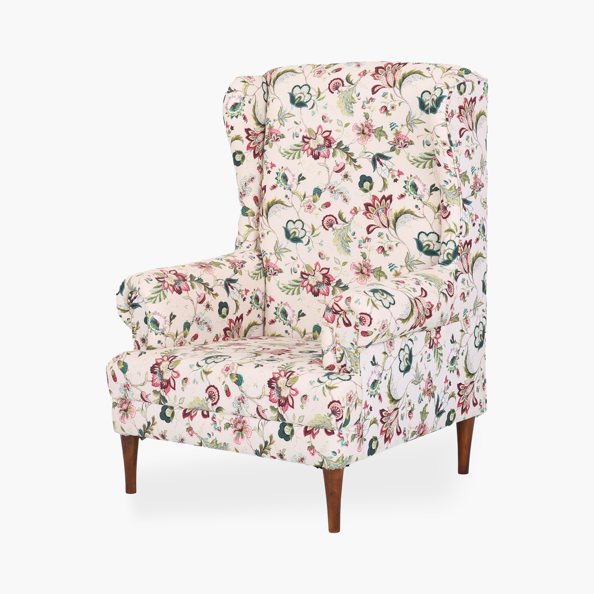 Calabasas Vintage Floral Upholstered Wingback Armchair
