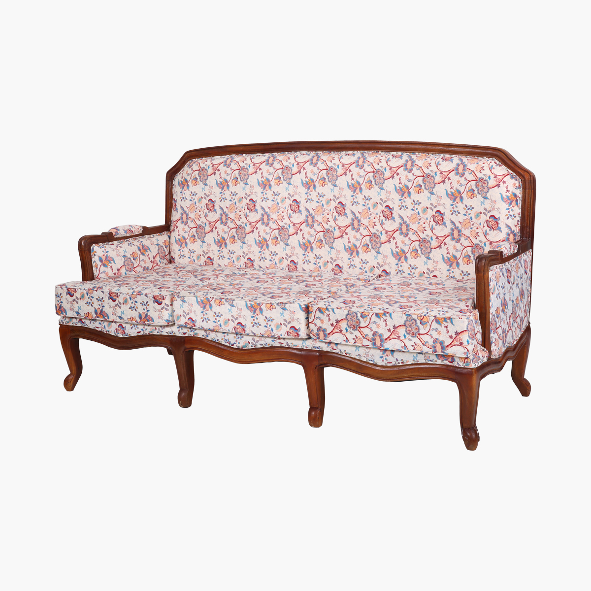 Sohocurve Louis XV Vintage Floral Upholstered 3 Seater Sofa