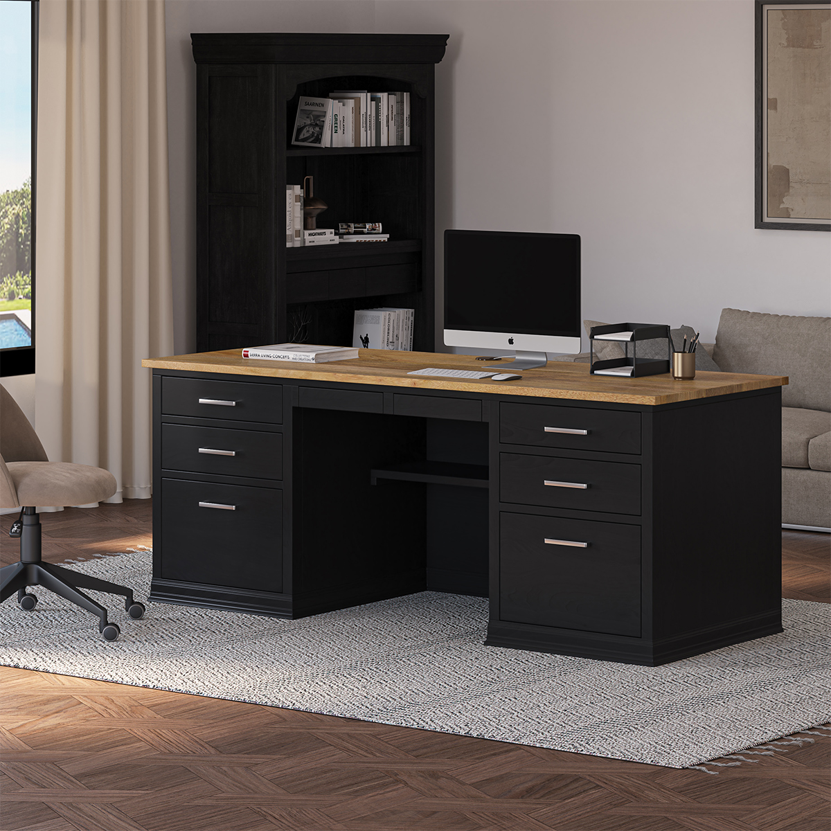 Westport Black Modern Executive Desk For Home Office