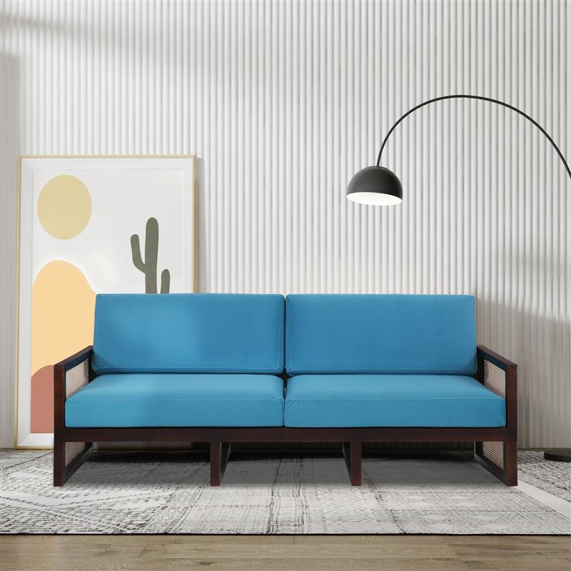 Lakeshore Mid Century Modern 2 Seater Cyan Blue Loveseat