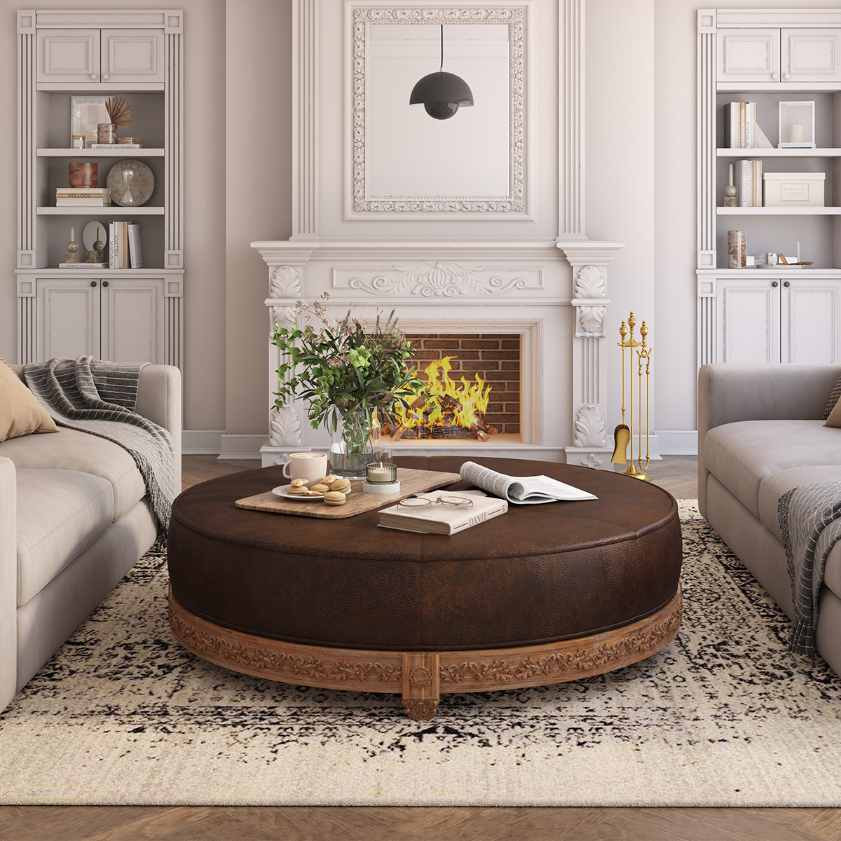 Carling Extra Large Leather Ottoman Coffee Table