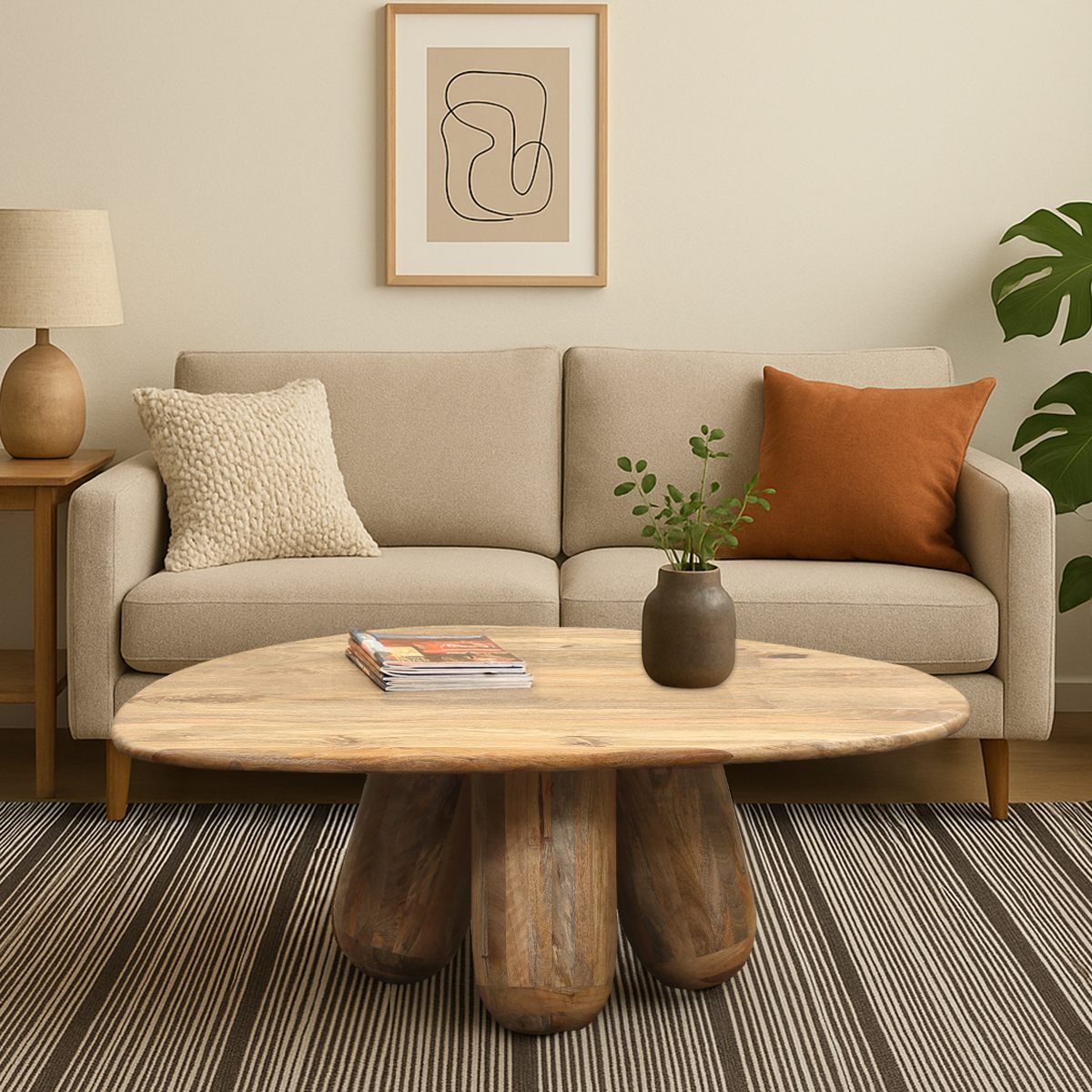 Gokayama Modern Organic Irregular Shaped Coffee Table