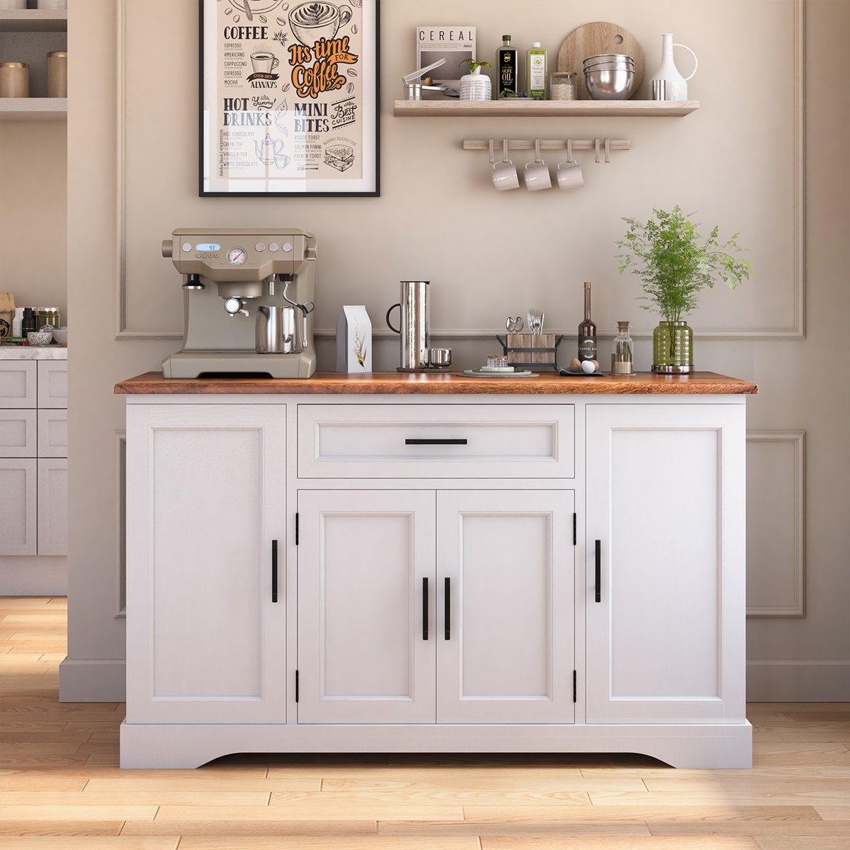 Kitchener Two Tone White Kitchen Buffet Island Cabinet