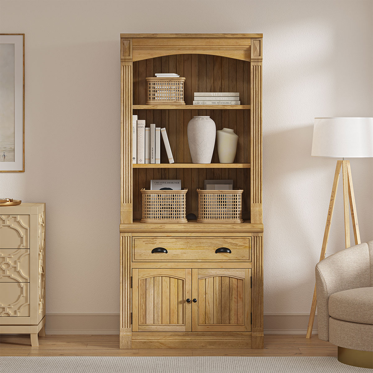 Quebec Solid Wood Bookcase with Door